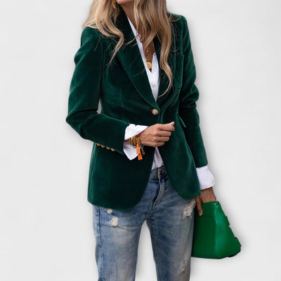 GRETCHEN | Elegant Velvet Blazer with Gold Details