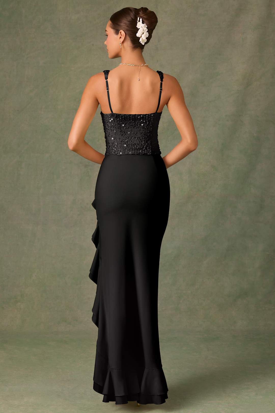 BELLA | RUFFLED SATIN CORSET DRESS