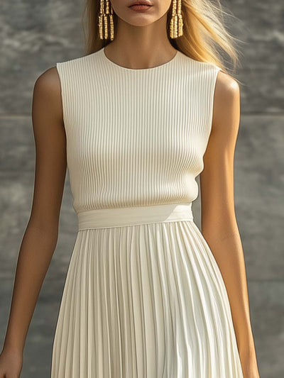 Noa - Cream Pleated Maxi Dress