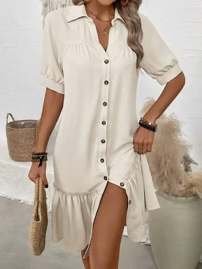Layla – Dress with Buttons and Ruffle Hem