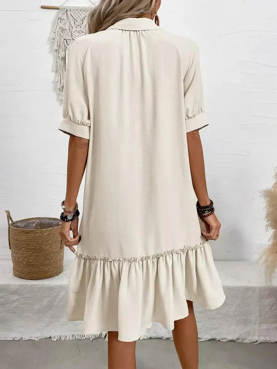 Layla – Dress with Buttons and Ruffle Hem