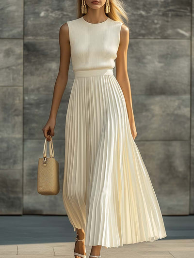 Noa - Cream Pleated Maxi Dress