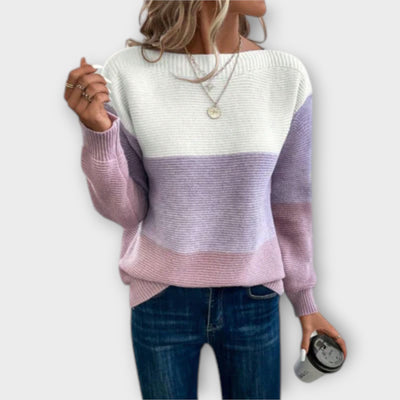 Clara - Elegant tricolor patchwork sweater