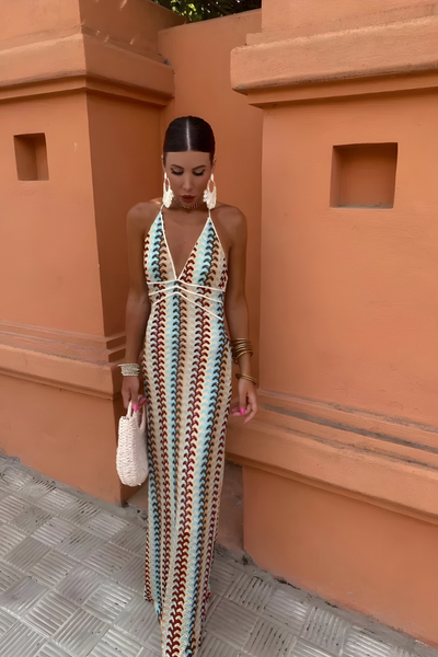 Solena™ | Boho Maxi Dress with Open Back