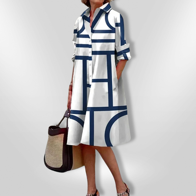 Helen™| Midi Dress with Geometric Pattern