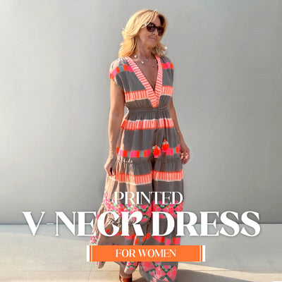 Women’s Loose Sleeveless Dress with V-Neck and Striped Pattern