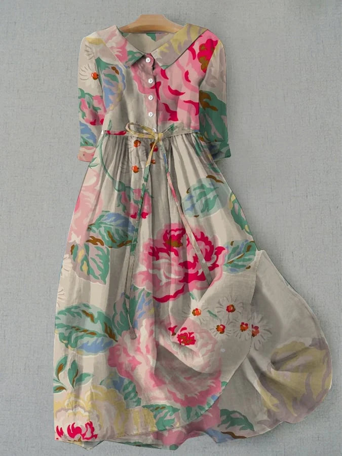 Livia - Elegant Floral Dress with Short Sleeves