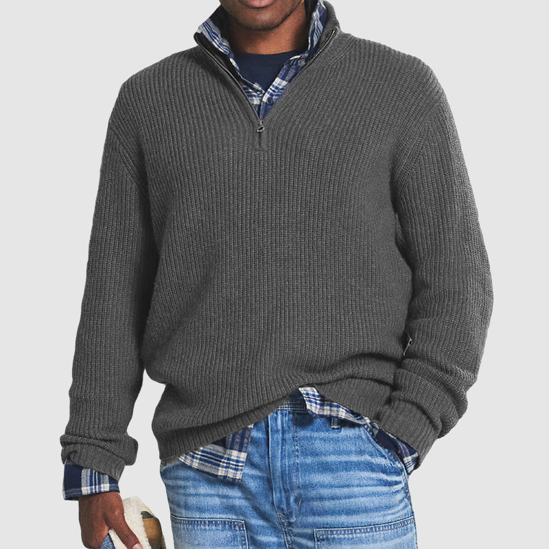 Maglione casual da uomo in cashmere con chiusura a zip