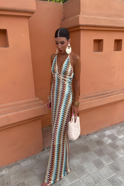 Solena™ | Boho Maxi Dress with Open Back