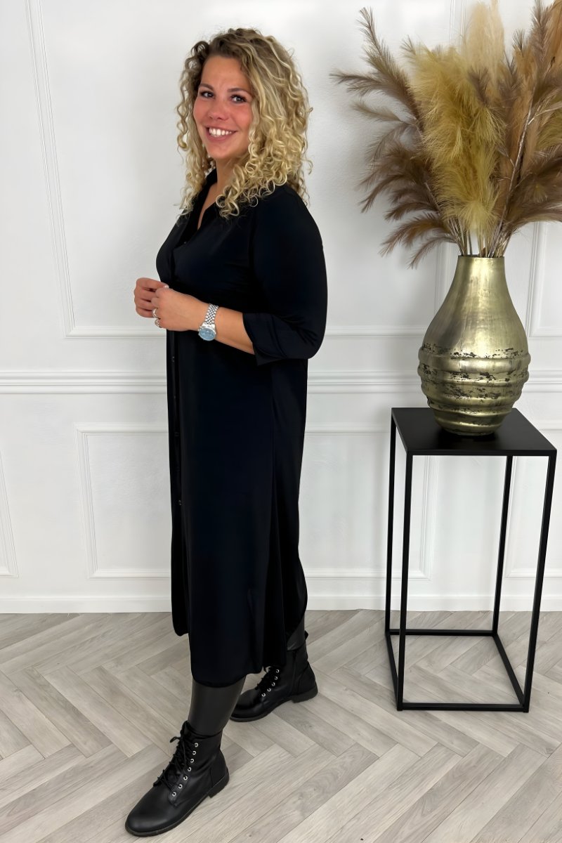Olivia | Maxi Shirt Dress in Wrinkle-Free Silk