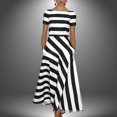Emma – A light and airy dress with subtle stripes