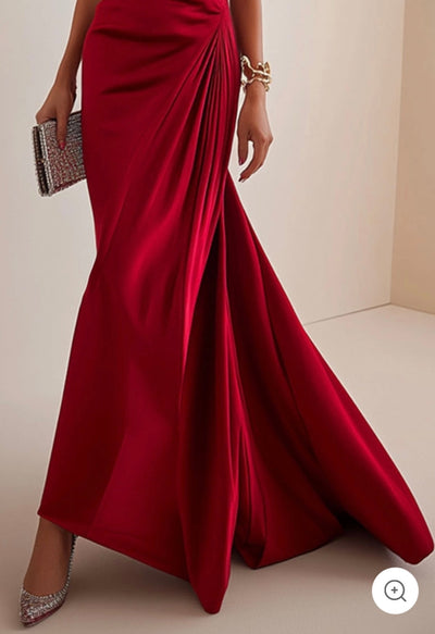 Valentina | Strapless Luxe Evening Dress in Red