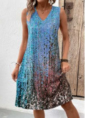 A-line sleeveless dress with V-neck