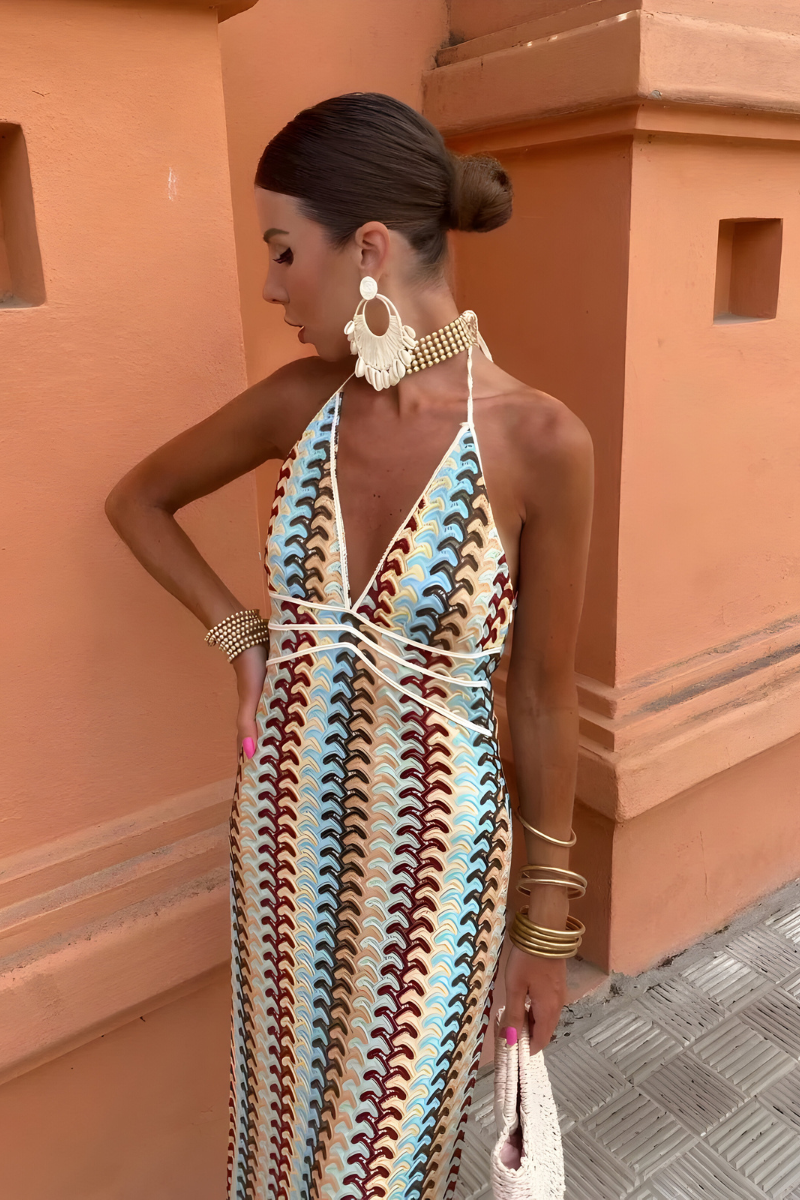 Solena™ | Boho Maxi Dress with Open Back