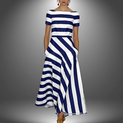 Emma – A light and airy dress with subtle stripes