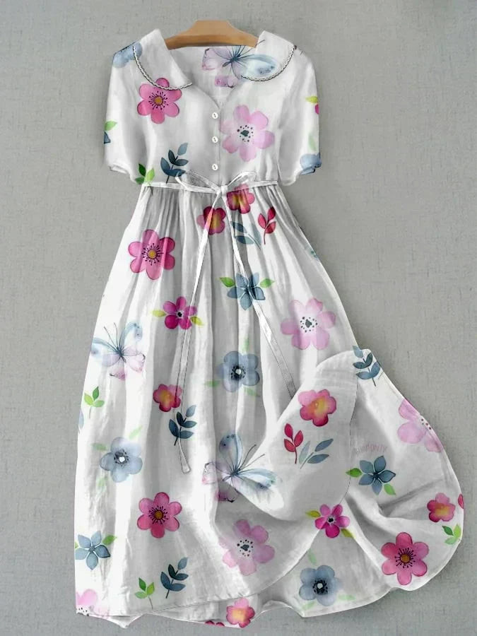 Lyric Dress - Trendy with Lace Tie in Floral Pattern