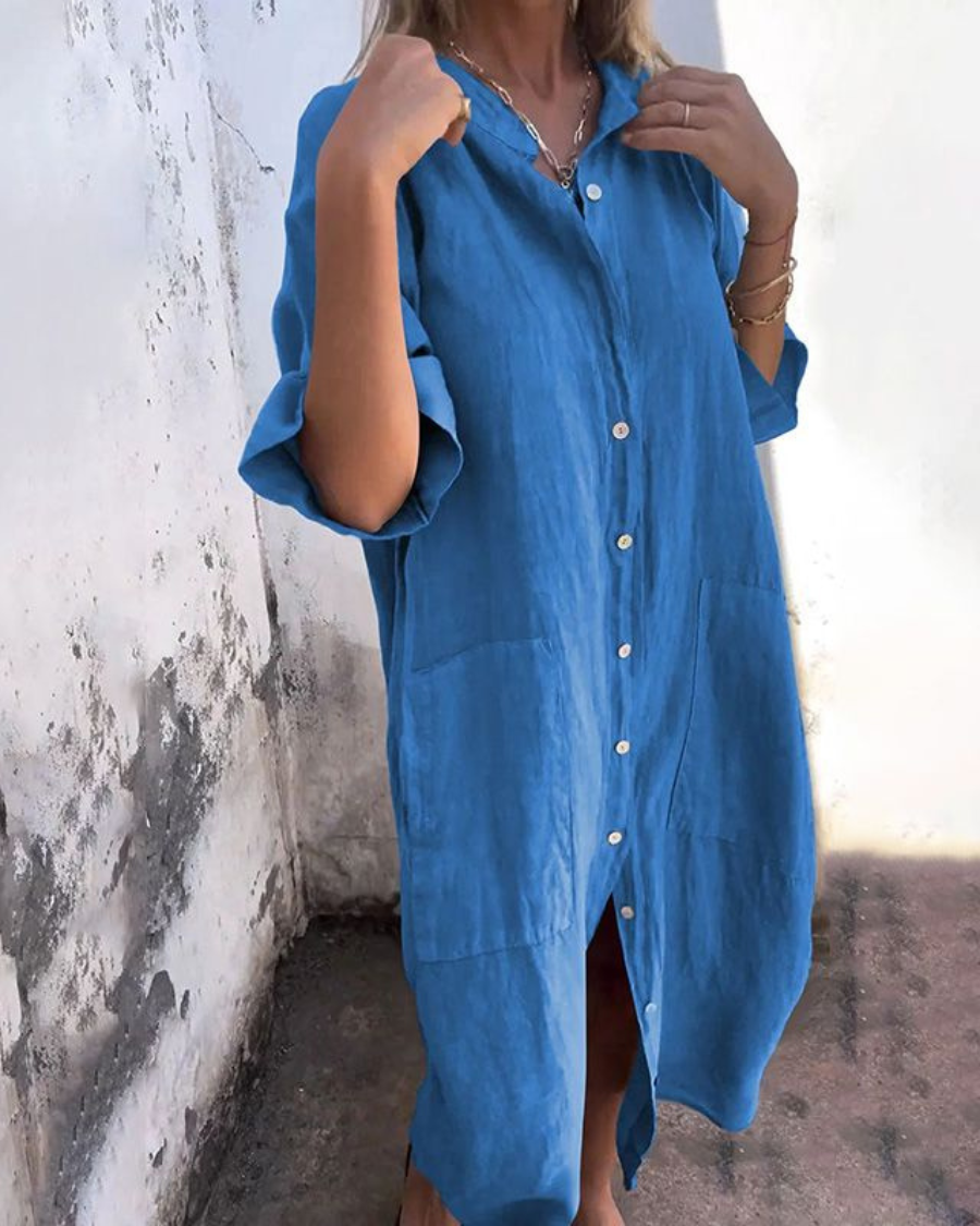 MEIVA - LONG COTTON AND LINEN SHIRT DRESS
