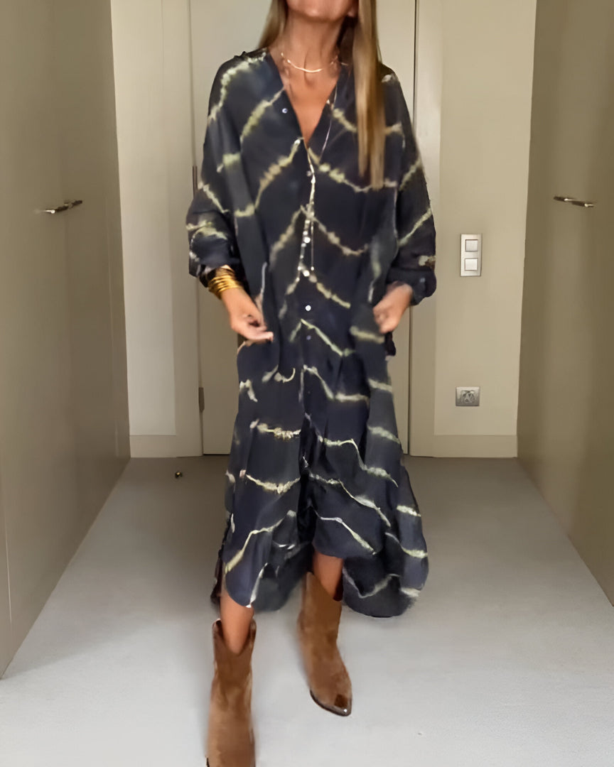 Julia | Bohemian Striped Maxi Dress