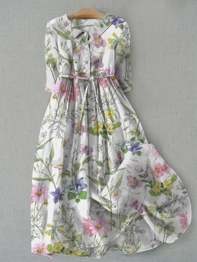 Dahlia - Summer A-Line Dress with Lace Waist Tie
