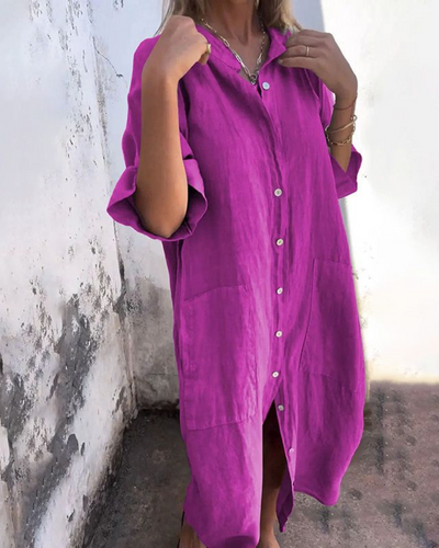 MEIVA - LONG COTTON AND LINEN SHIRT DRESS
