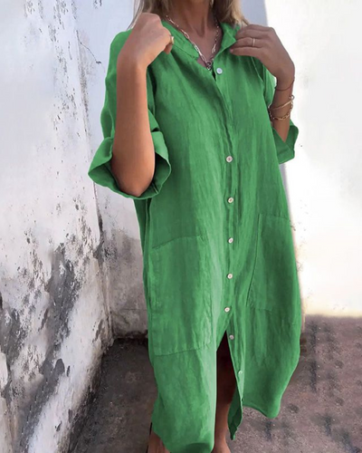 MEIVA - LONG COTTON AND LINEN SHIRT DRESS