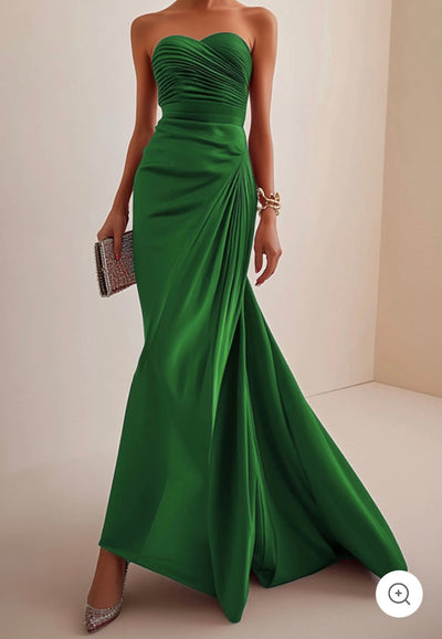 Valentina | Strapless Luxe Evening Dress in Red