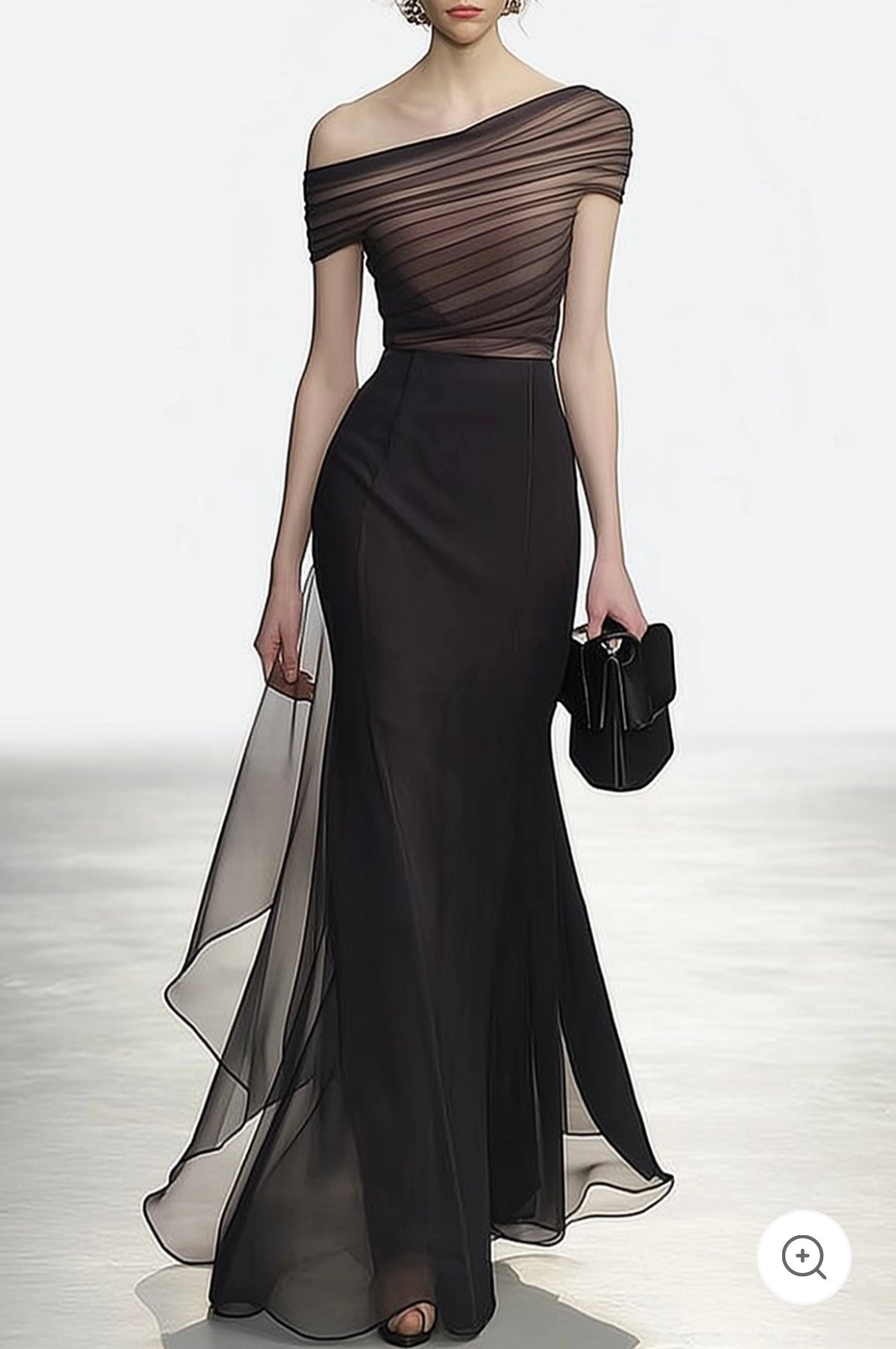 Noiré | Off-Shoulder Mesh Evening Gown