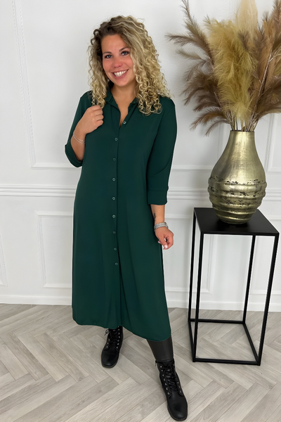 Olivia | Maxi Shirt Dress in Wrinkle-Free Silk
