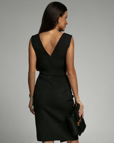 BRENDA | Fitted Dress with V-Neck and Slit
