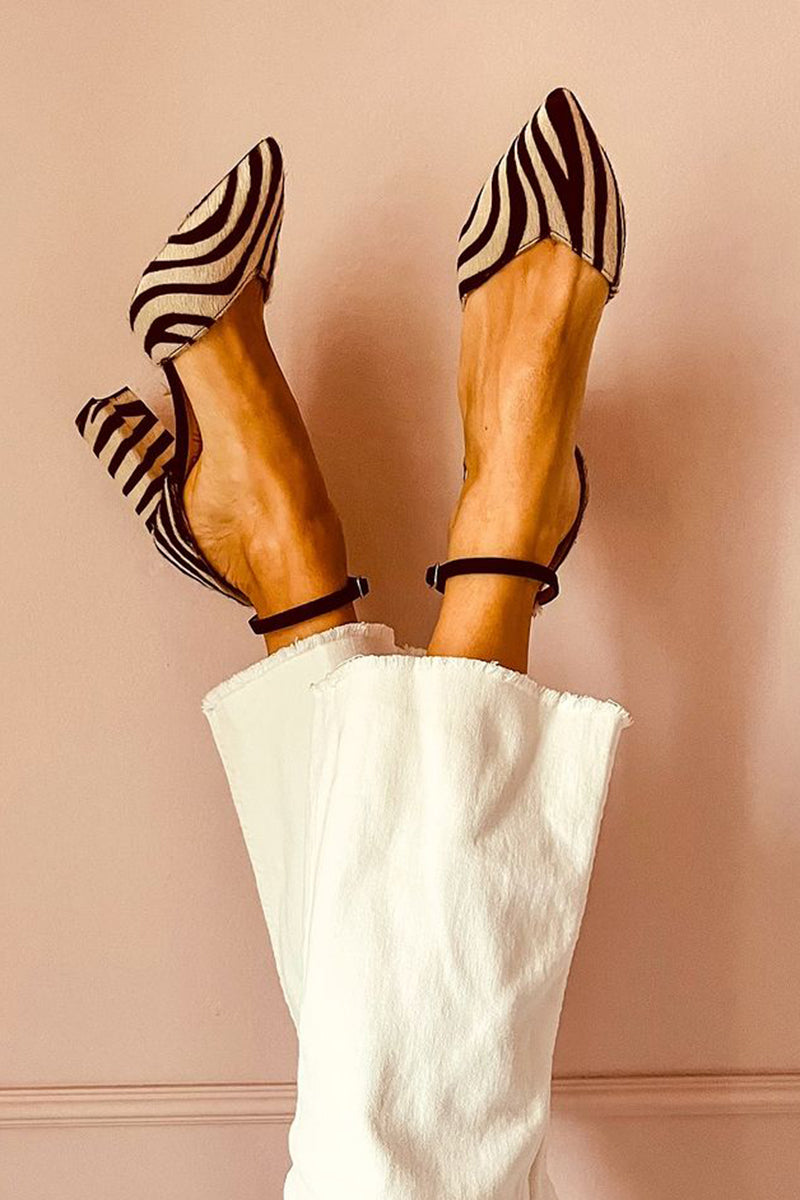 Zebrina | Mid-Height Sandals with Straps and Zebra Pattern