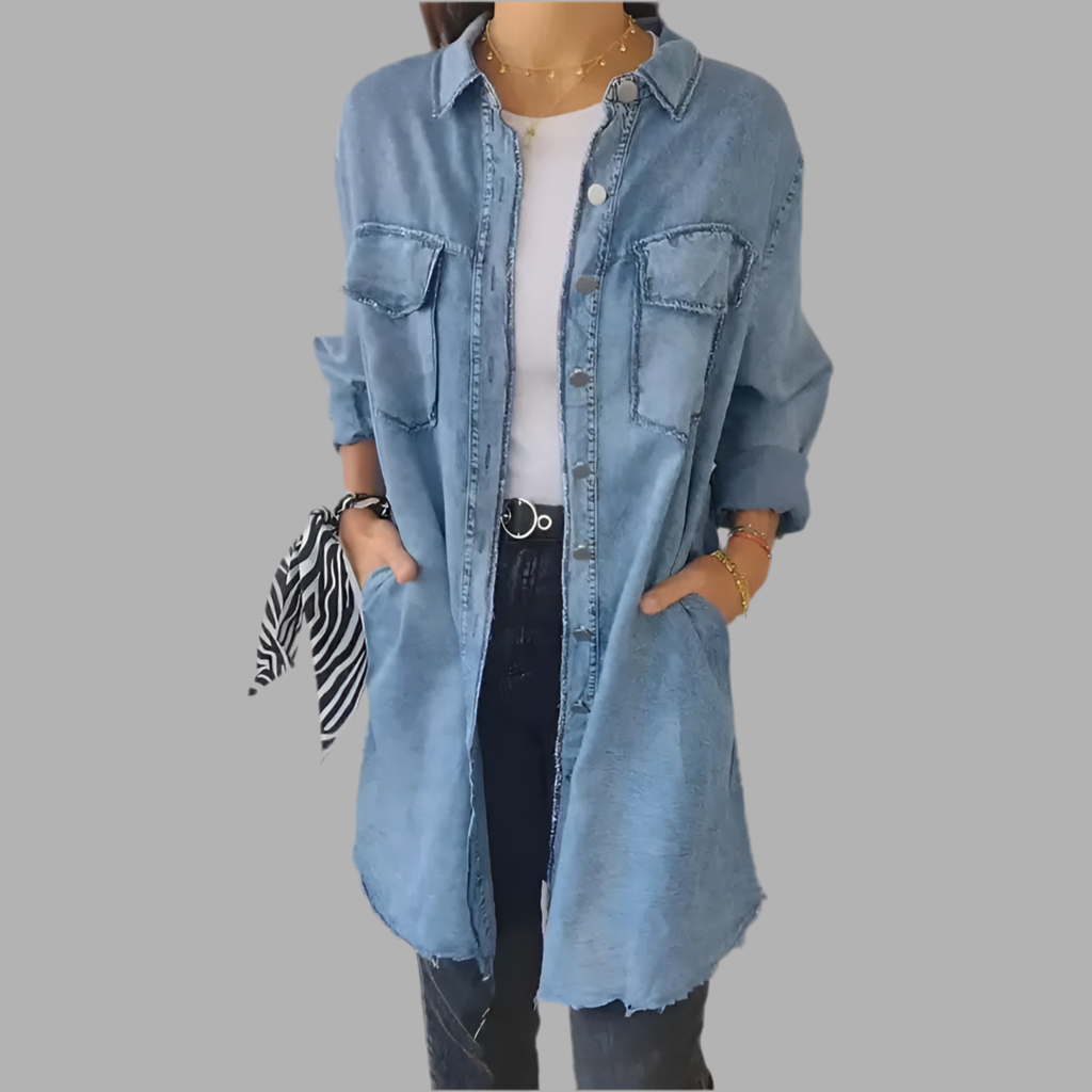 Doris | Long Denim Casual Shirt Jacket