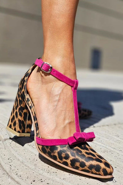 Leontina | Green sandals with leopard print and color accent