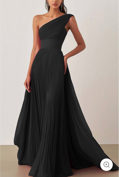 Ariella | One-Shoulder Pleated Evening Dress