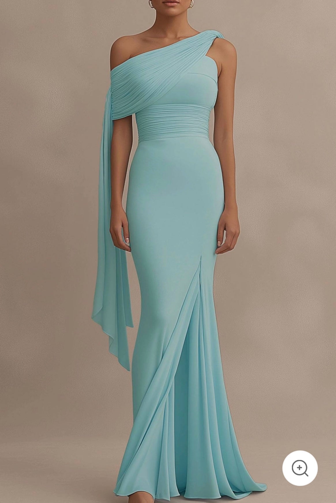 Lyanna | One-Shoulder Dress with Draping in Heavenly Blue