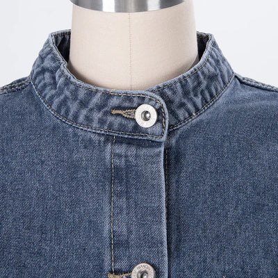 Denim Bandeau Zipper Jumpsuit & Jacket Set