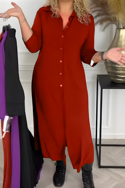 Olivia | Maxi Shirt Dress in Wrinkle-Free Silk