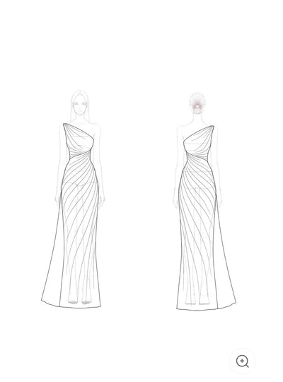 Saphira | Asymmetrical Evening Dress with Golden Shine