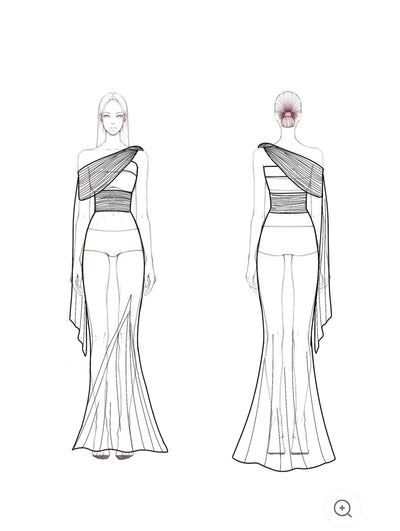 Lyanna | One-Shoulder Dress with Draping in Heavenly Blue
