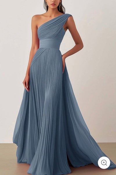 Ariella | One-Shoulder Pleated Evening Dress