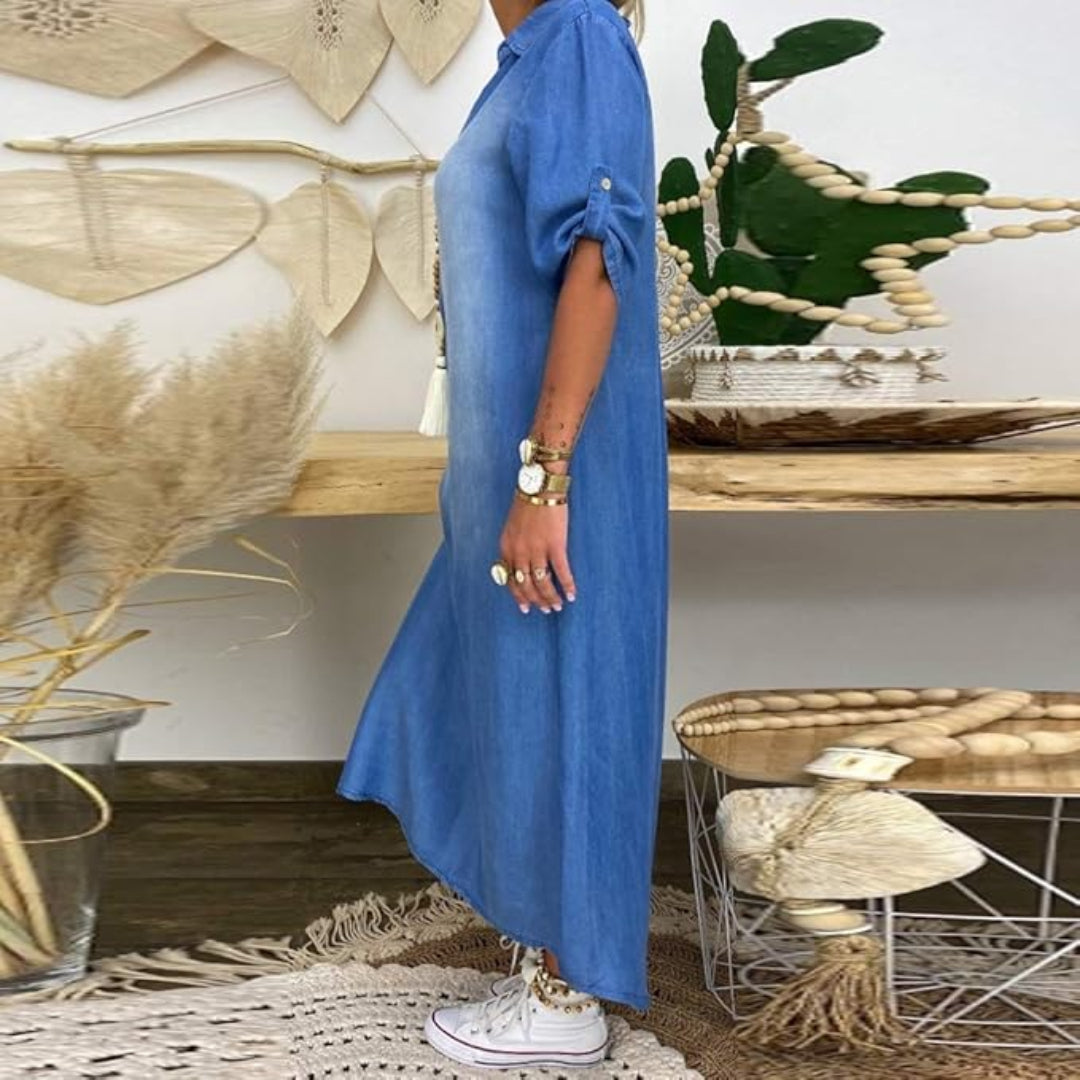 Ilse™ | Summer V-Neck Half Denim Dress