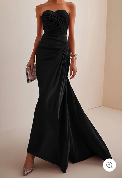 Valentina | Strapless Luxe Evening Dress in Red