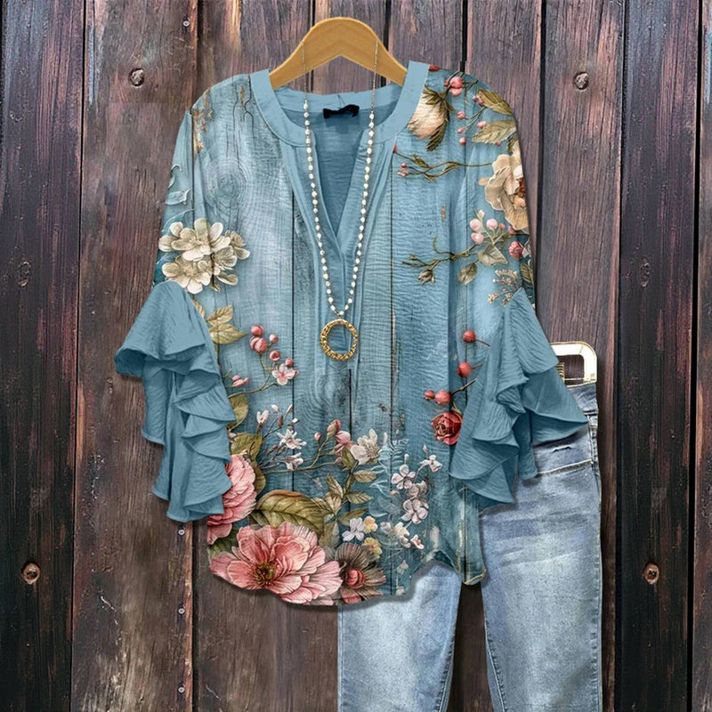 Vintage Floral Print Blouse