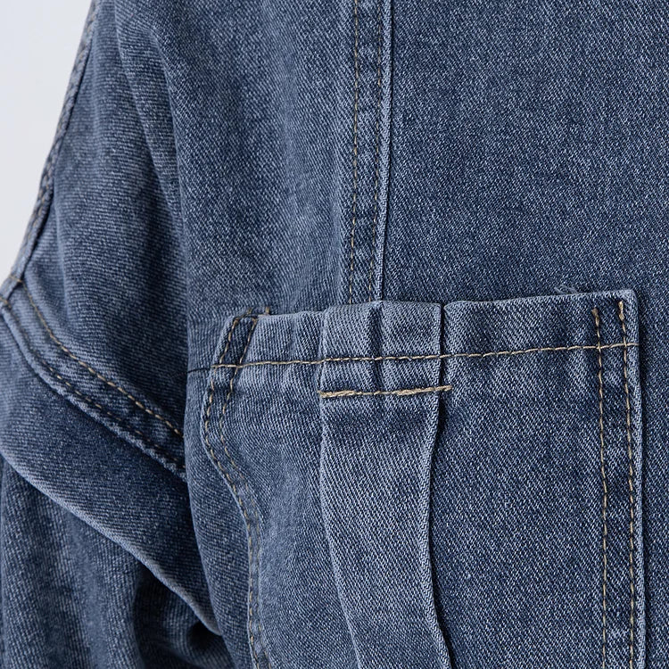 Denim Bandeau Zipper Jumpsuit & Jacket Set