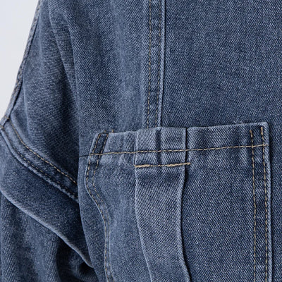 Denim Bandeau Zipper Jumpsuit & Jacket Set