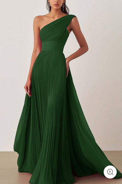Ariella | One-Shoulder Pleated Evening Dress