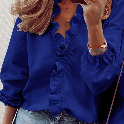 AYA | BLOUSE WITH RUFFLES AND V-NECK