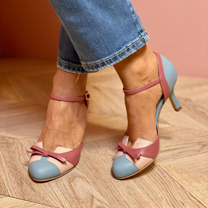 Bellarosa | Colorful sandals with bow and straps, round toe