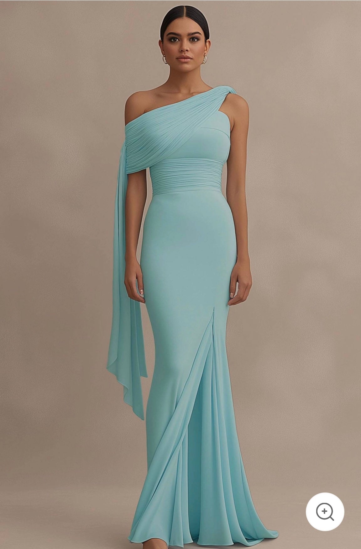 Lyanna | One-Shoulder Dress with Draping in Heavenly Blue