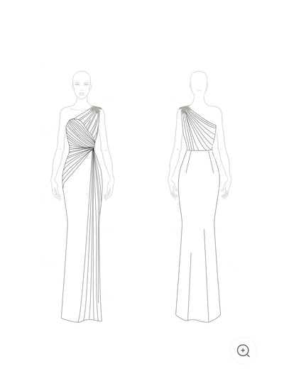 Selene | One-Shoulder Elegant Evening Dress in Green