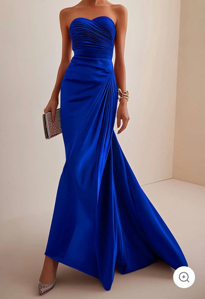 Valentina | Strapless Luxe Evening Dress in Red